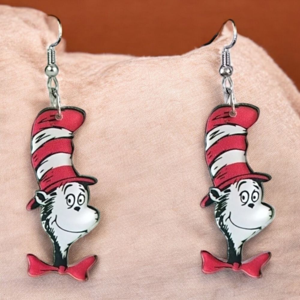 Dr. Seuss Cat In The Hat Earrings Reading Books Teachers Carnival Cruise Fandom